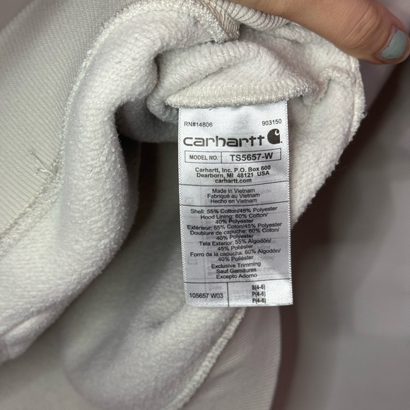Carhartt Women's Small 4-6 Cream Quarter-Zip Relaxed Fit Sweatshirt - Picture 4 of 7